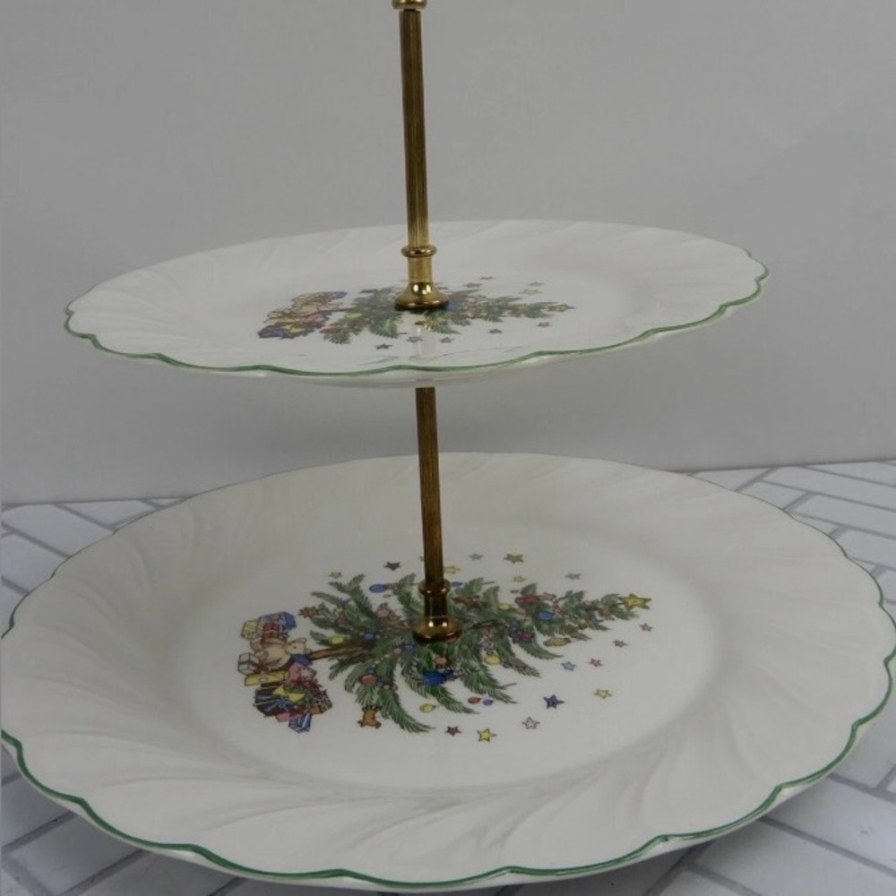 Vintage Nikko Happy Holidays Two Tier Tray